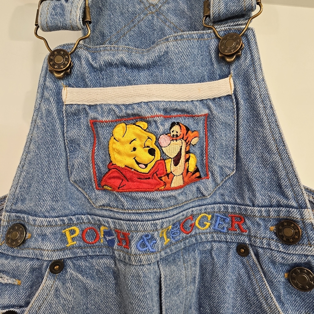 Pooh 3T Overalls Pants Bibs Winnie The Pooh Bear Tigger Denim Jeans Embroidered
